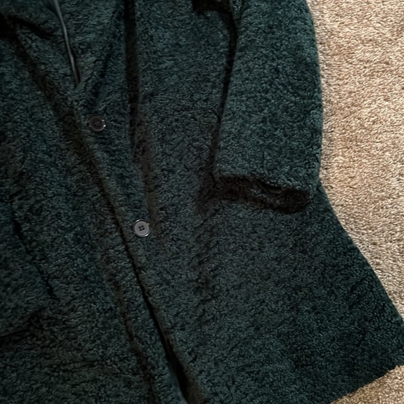 Tahari Dark Green Faux Fur Shearling Teddy Coat - Picture 13 of 13